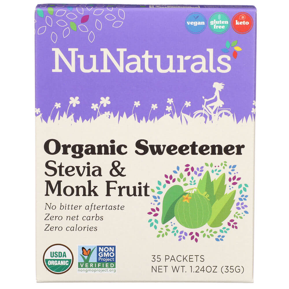 NuNaturals Organic Sweetener Stevia & Monk Fruit Packets