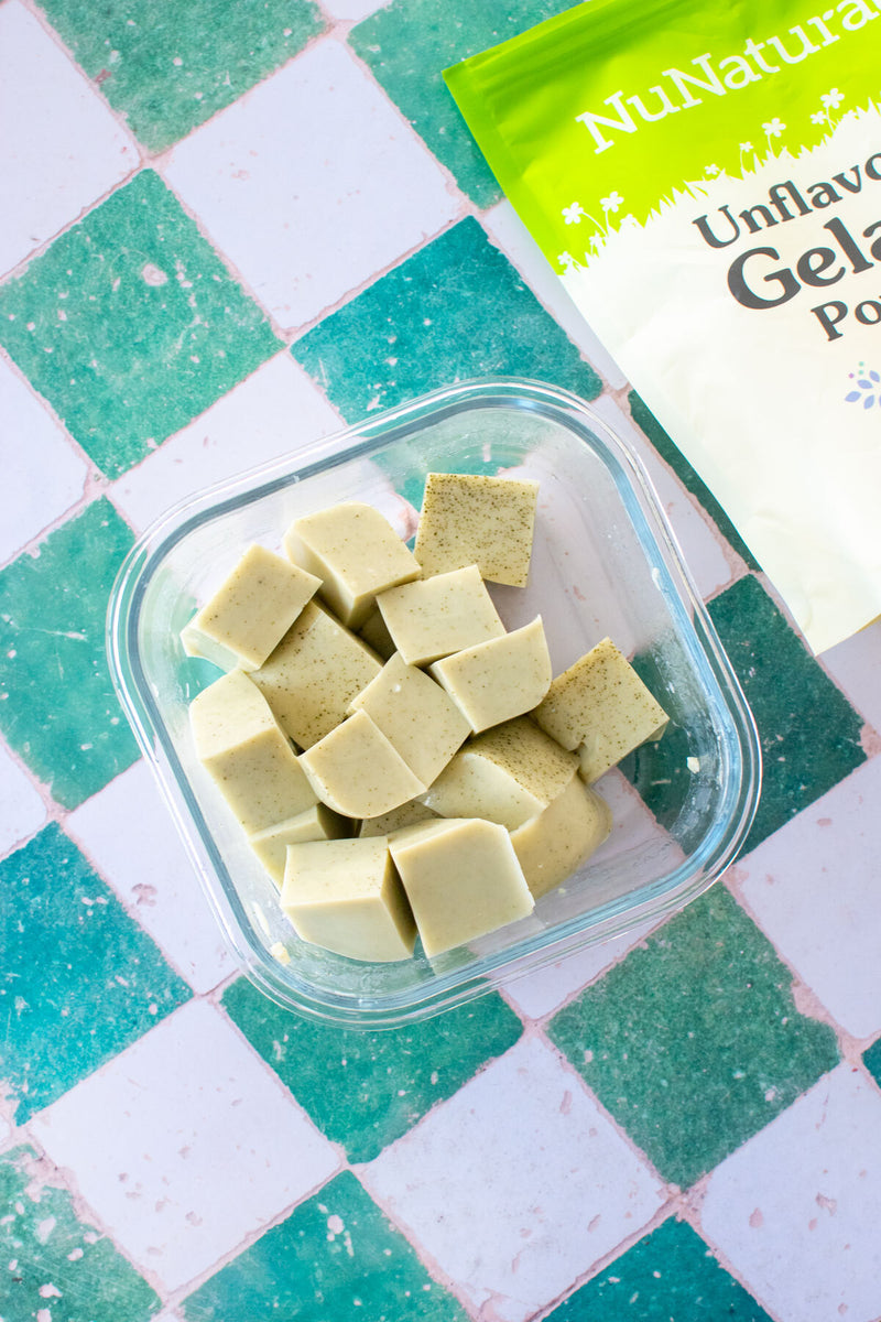Green Tea Lemon Gelatin Squares