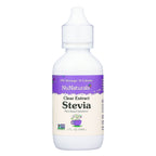 Clear Extract Stevia 2 oz dropper bottle, front label, on a white background