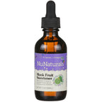 Monk Fruit Sweetener 2 oz amber dropper bottle, front label, on a white background
