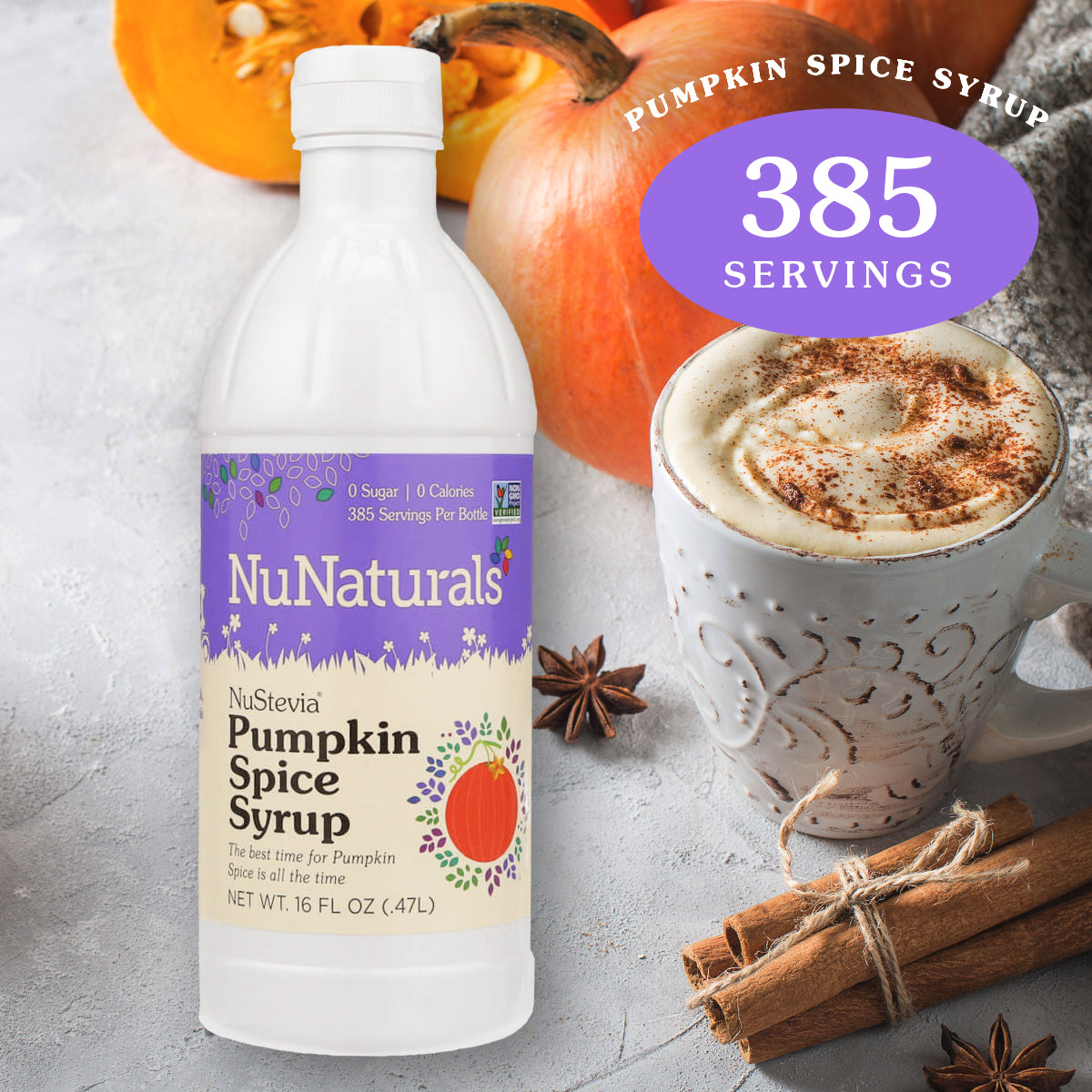 16 oz. NuNaturals Pumpkin Spice Stevia Syrup