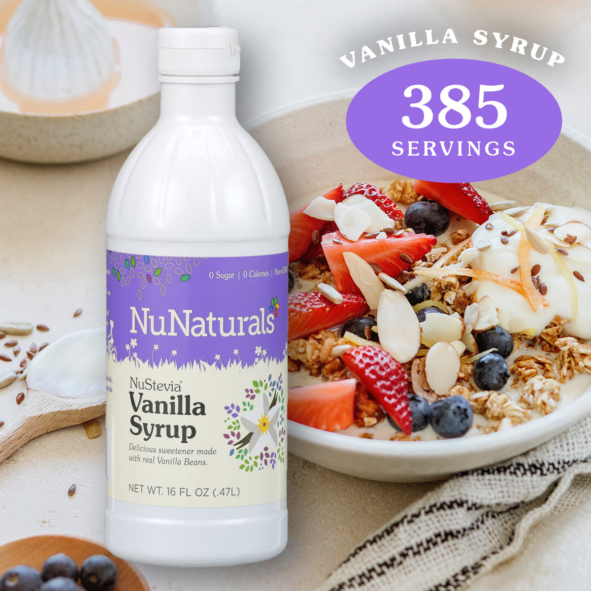16 oz. NuNaturals Vanilla Stevia Syrup
