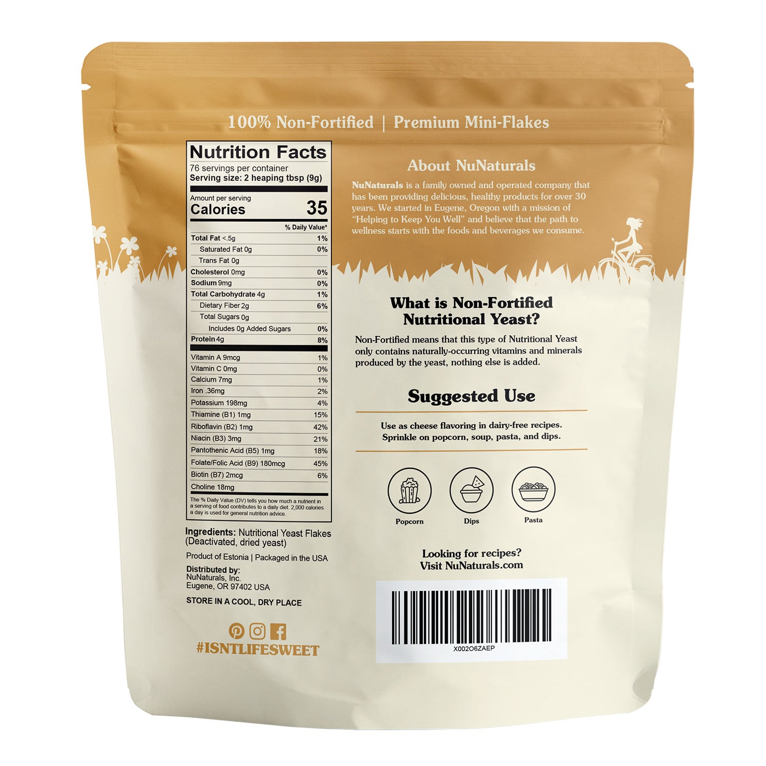 Non-Fortified Nutritional Yeast Flakes 24 oz