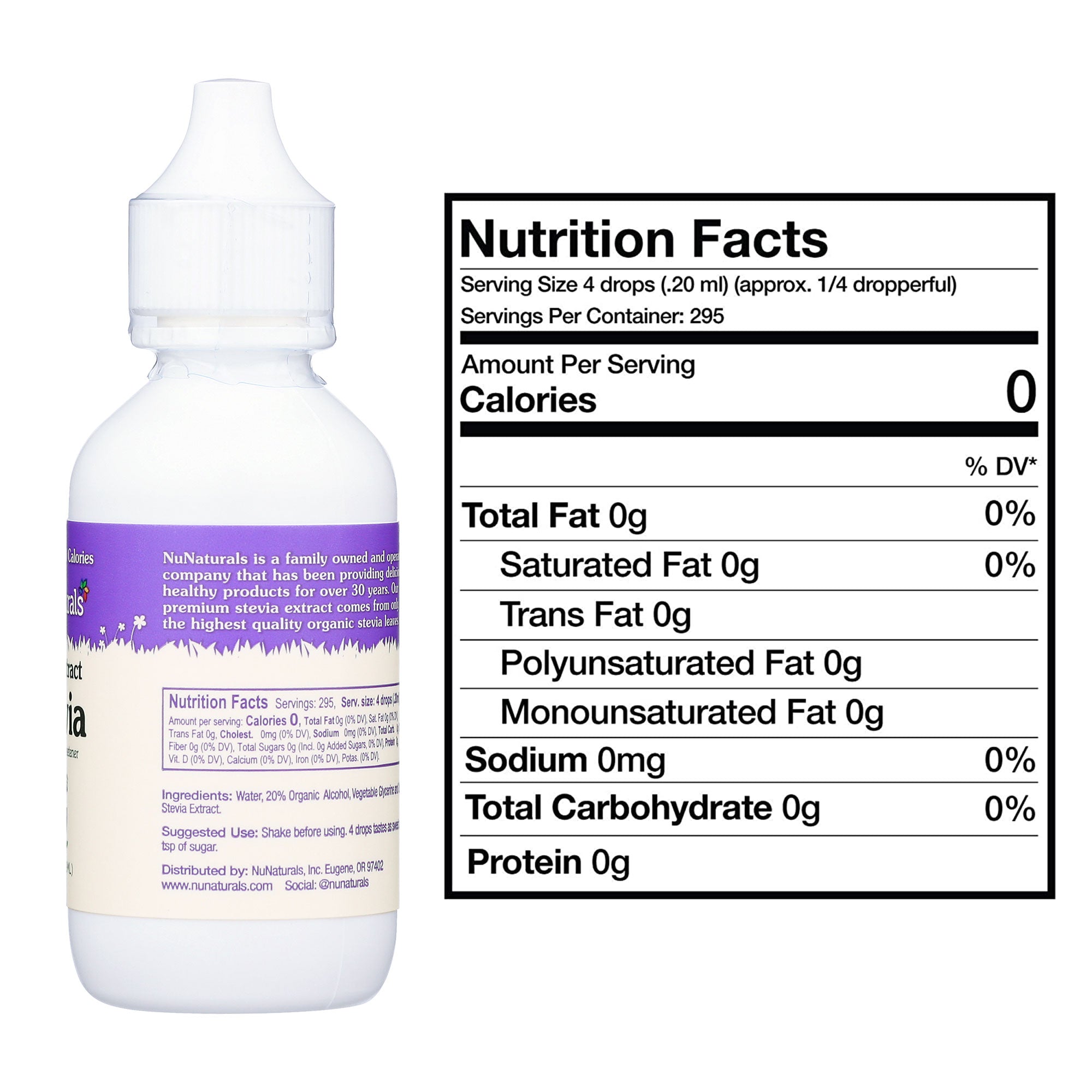 NuNaturals Clear Extract Stevia Plastic Bottle Nutrition Facts