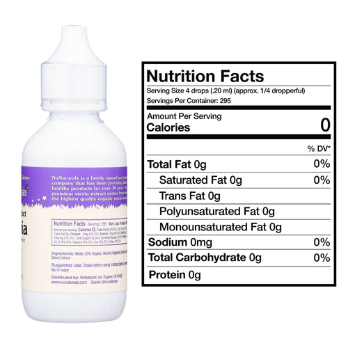 NuNaturals Clear Extract Stevia Plastic Bottle Nutrition Facts
