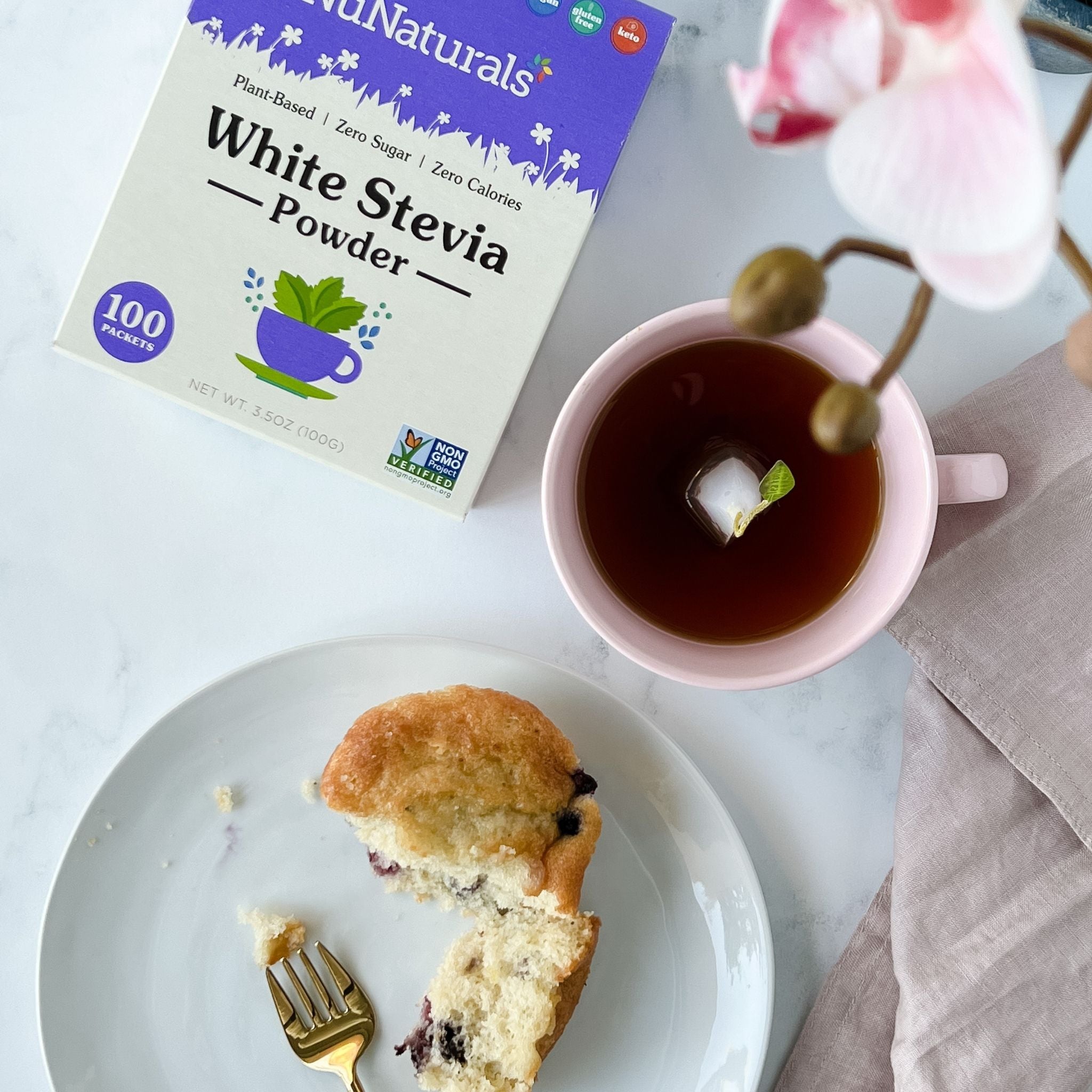 White Stevia Powder Packets