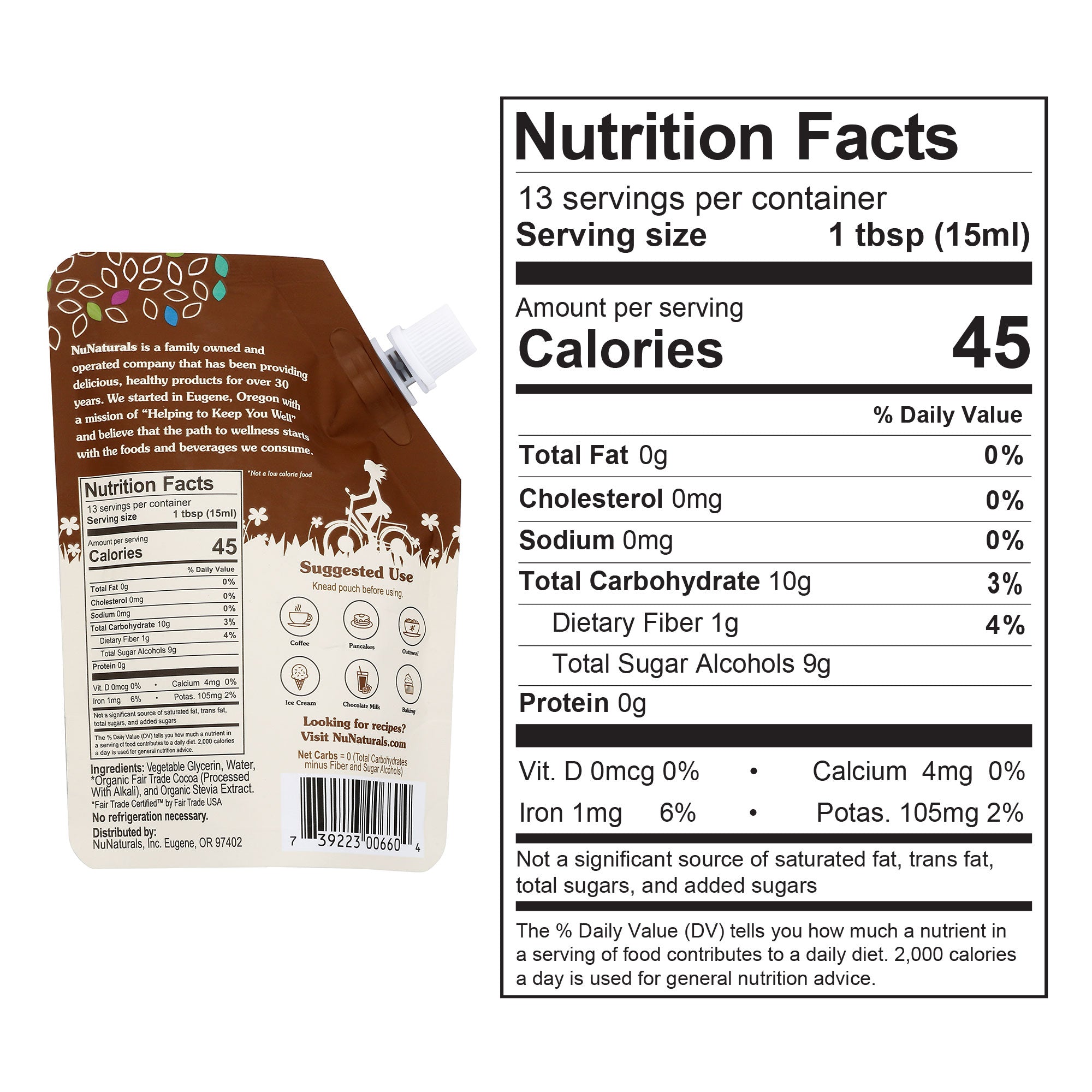 NuNaturals Stevia Chocolate Syrup Nutrition Facts