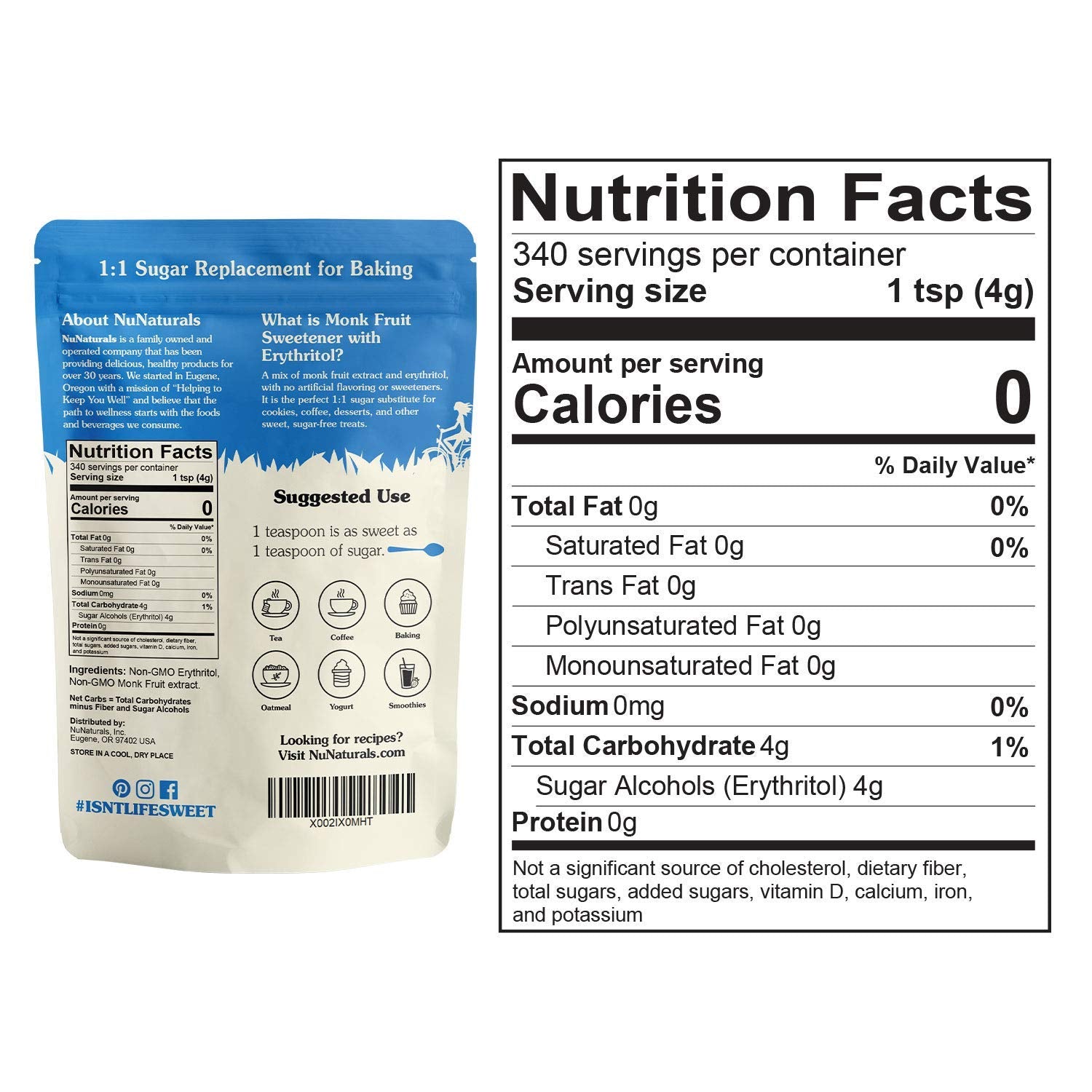 Monk Fruit 1:1 Sweetener 3 lbs