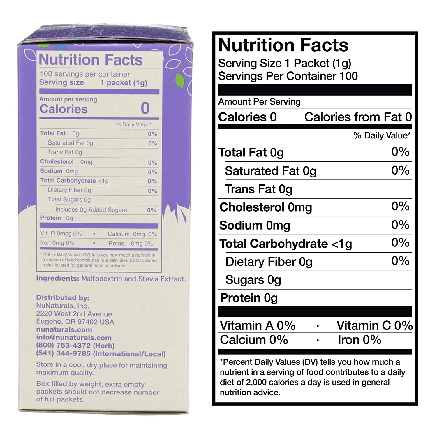 White Stevia Powder Blend Packets