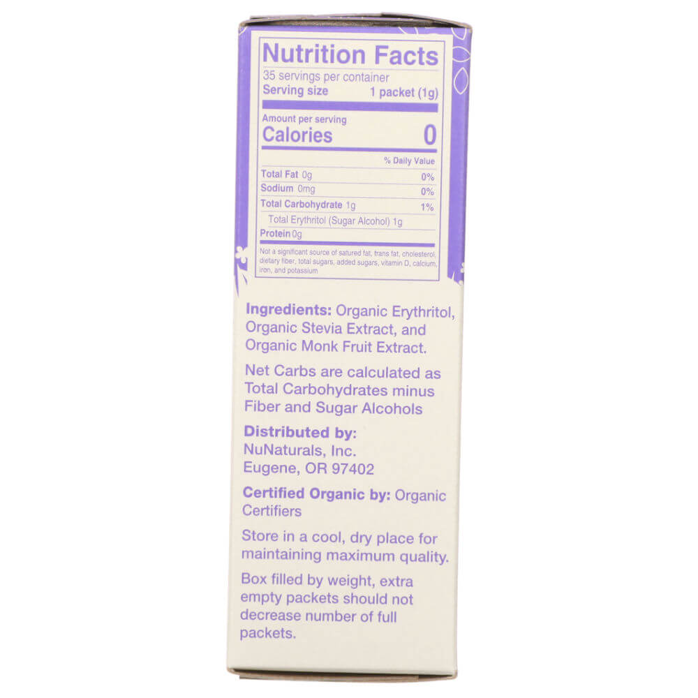NuNaturals Organic Sweetener Stevia & Monk Fruit Packets